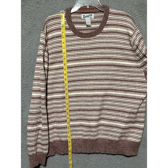 Duluth Trading Womens XL Reddish Brown Striped Knit Crewneck Sweater Comfy - Picture 3 of 8